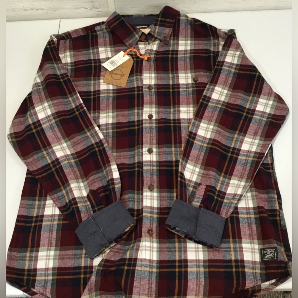 Weatherproof Vintage Plaid Button Down Shirt Long Sleeve Mens Size Large NWT